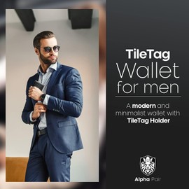 Men's Wallet for Tile Mate (2024) – Bifold Tile Wallet for Men – RFID Blocking with Holder for Tile Tag - Wallet for Tile Tracker with 11 Card Slots - Leather Tile Slim Wallet - Orange