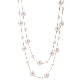 Doyime Pearl Necklace, Long Necklace, Fashionable, Popular, Adjustable Length, Accessory, Wedding, Party, Invitation, Mother's Day, Reception, School Entrance Ceremony, Graduation Ceremony