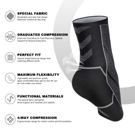 ACWOO Ankle Brace, Pack of 2 Sports Foot Bandage Ankle for Men and Women, Metatarsal Support and Ankle Protection, Plantar Fasciitis Bandage, Ankle Brace for Sports, Football, Fitness (XL)