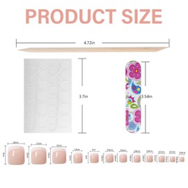 120 Stück Fußnägel zum Aufkleben, Falsche Fußnägel Kit, 12 Größen Zehennägel zum Aufkleben, Fußnägel Tips, DIY Maniküre, Für Sommer, Reisen & Alltag Maniküre