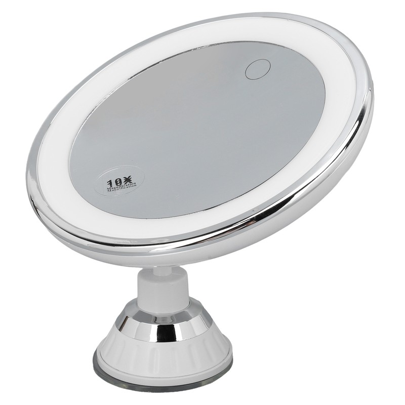Suction Cup Makeup Mirror 10x with 3 Light Colors Battery