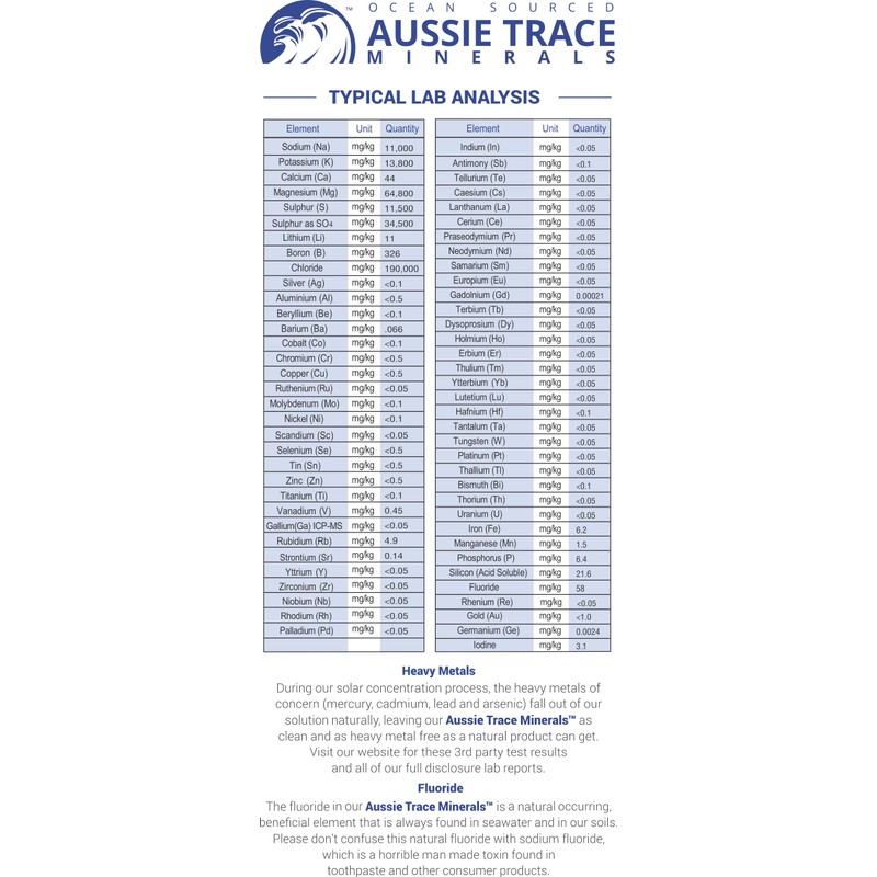 Aussie Trace Minerals - Magnesium Rich, Low Sodium, Complete Electrolyte