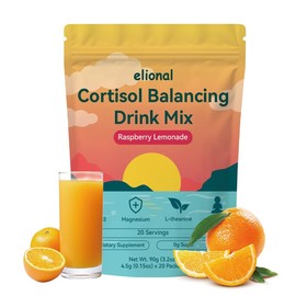 elional Cortisol Drink Mix for Mental Clarity & Digestive Comfort – Ashwagandha + L-Theanine Powder – Raspberry Lemonade Flavor – 20 Single-Serve Packets (Raspberry Lemonade)