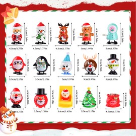15PCS Christmas Wind Up Toys Assortment for Kids, Christmas Stocking Stuffers Clockwork Toy Bulk for Christmas Party Favors Goody Bag Filler
