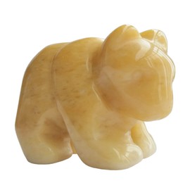 Manekieko Natural Yellow Jade Bear Figurines,38mm Hand Carved Crystals and Healing Stone Statue Home Decoration Crafts