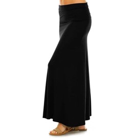 Sweet Hearts Maxi Skirt for Women- Comfy Foldover High Waist Long Flare A-Line Skirt Maxi Dress XS-3X Made in USA (Black, 3X)