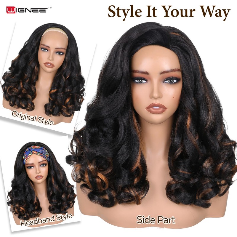 Yaki Curly Half Wig Loose Curly Synthetic Wig for Black