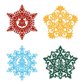 ORIGACH 4 Pcs Snowflake Metal Die Cuts with Christmas Element Embossing Stencils Template Mould for DIY Scrapbooking Decorative Paper Christmas Card Making