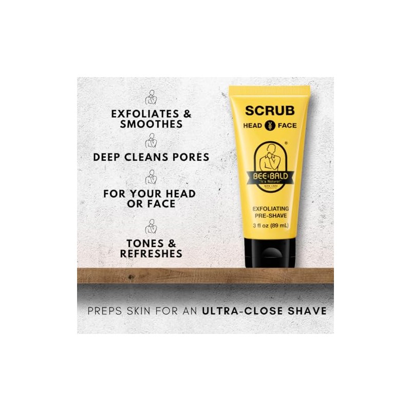 Bee Bald Scrub for Head and Face, 3 Fluid Ounce
