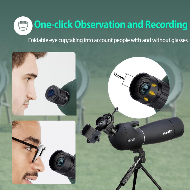SVBONY SV28 Spotting Scopes with Tripod, Angled 25-75x70mm Spotter Scope