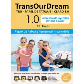 TransOurDream-Marca de confianza,Perfecto para fiesta,Papel de transferencia de tatuaje temporal¡Imprimible personalizado,defínelo como quieras! Compatible Inkjet/Láser 8.5x11''10Hojas.(MX-TAT1-10)