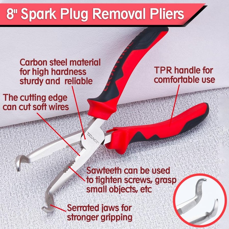 LEONTOOL Hose Grip Pliers 8" Offset Spark Plug Boot Removal