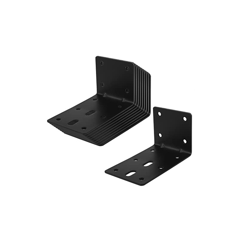 10 Pcs 4" Black Steel L Right Angle Bracket, Corner