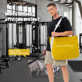 Gym Totes Bag Large Sports Bag Shoulder with Laptop Bag for Work Diaper Bags for Mummy Shopping Traveling Yellow