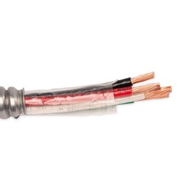 Wirenco 8/3 Metal Clad (MC) Cable with Ground, Aluminum Armored, Stranded Copper Conductor (35Ft Cut)