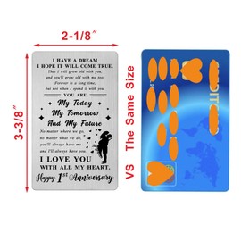 Levole Happy 1st Anniversary Card - 1st Anniversary Card Gifts for Him Her, One Year Wedding Anniversary Card Gifts for Men Husband Boyfriend - Engraved Wallet Card for 1 Year Anniversary