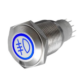 Mintice™ 16 mm Car Toggle Switch Rocker Switch Push Button 12 V Blue LED Light Metal Rear Fog Light