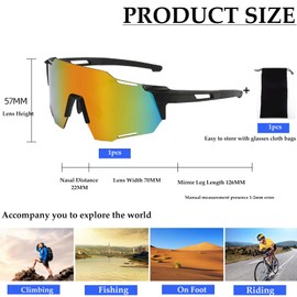 YQBFTC Cycling Glasses,Running Sunglasses,Sports Polarized Sunglasses for Mens and Womens,Running glasses UV 400 Sports Glasses Ski Goggles for Outdoor Bicycle Motorbike Driving Fishing Hiking Skiing