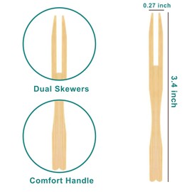 300 Pcs Bamboo Appetizer Forks, 3.5" Disposable Wooden Toothpick Fork for Charcuterie Boards, Natural Mini Food Picks for Fruit, Cocktail, Snack, Gathring Party
