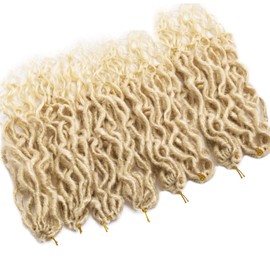 8Packs Faux Locs Crochet Hair 18Inch Crochet Locs, Blonde Soft Locs With Curly Ends Boho Faux Locs Crochet Braids for Black Women(613#, 18Pack of 8))