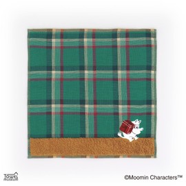 Moomin Towel Museum Check Gift Towel Handkerchief, Green, Package Included, Gauze Pile, 5 Star Quality, 47-2660080, Approx. 9.8 x 9.8 inches (25 x 25 cm)
