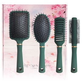4-Piece Hair Brush Set, Detangling Hair Brush for Women and Children, Flexible Soft Needle Bristles for Long, Thick, Curly, Dry, Damaged Hair