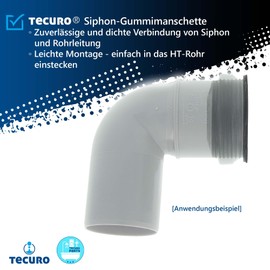 tecuro Siphon Rubber Sleeve for Drain Pipe Outer Diameter 50 mm x Inner Diameter 40 mm Fits LKA or Red Line and HT Program