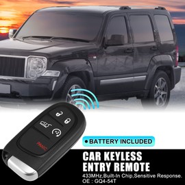 X AUTOHAUX 2pcs 433MHz Replacement Keyless Entry Remote Car Key Fob for Jeep Cherokee 2014-2020 5 Buttons with Door Key 68141580 AC GQ4-54T 4A Chip