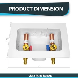 Seelink Washing Machine Outlet Box, Center Drain, 1/2 Inch Pex-A Inlet x 3/4 Inch MHT Outlet Connection, with Copper Water Hammer Arrestor (Pack of 2)