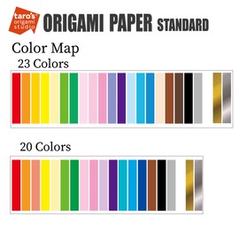 [Taro's Origami Studio] Standard 6 Inch One Sided 20 Colors 200 Sheets Square Easy Fold Premium Japanese Paper for Beginner (Gold and Silver Included) Made in Japan