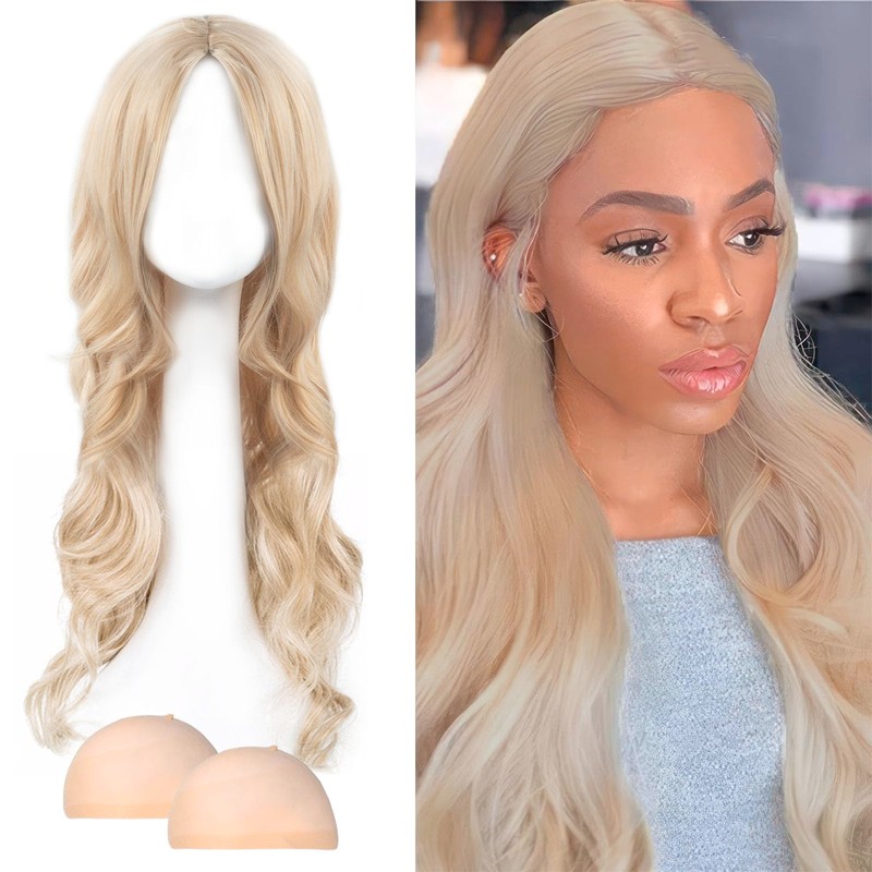AYNKH Long Blonde Wave Wigs - 27" Curly Hair Wig