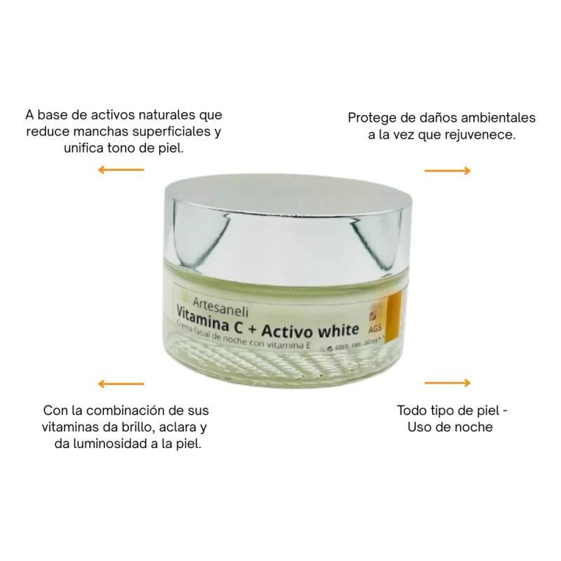 Crema Noche Aclarante Vitamina C Y White Artesaneli