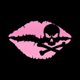 Vesvory 2pcs Lips Cross Skull Decal, Pirate Skull Lips Decal, Vinyl Waterproof Graphic Decal Death Kiss Skull Lip Stickers for Car Truck Motorcycle Laptop Helmet Lips and Skull Decal (Reflective powder)