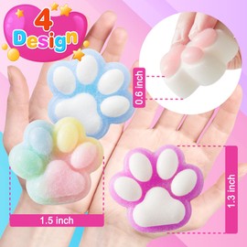 28pcs Taba Squishy Cat Paw Squeeze Toys, Handmade Mini Kawaii Stress Relief Fidget Sensory Toys, Squishies for Kids, Pinch Family, Fidget Cat Paws Mochi Toys for Kids