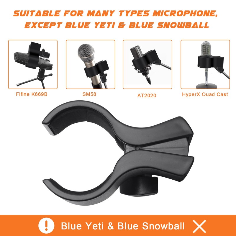 Adjustable Microphone Holder Clip, 1 Pcs Plastic Spring Mic Clip,