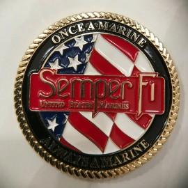 USMC ONCE A MARINE  ALWAYS A MARINE CHALLENGE COIN HONOR COURAGE COMMITMENT