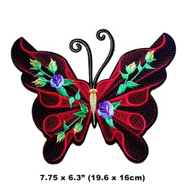 Locomo 3D Butterfly Iron Sew On Patch Large Embroidered Big Badge Motif Applique Cute Colorful for Women Girl Jacket Denim Backpack Bag Decoration