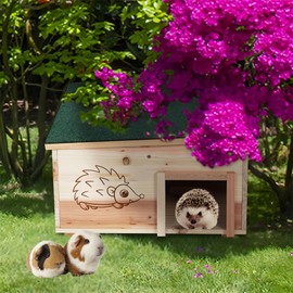 BingoPaw Raised Wooden Hedgehog Hibernation House Solid Garden Shelter Home Food Nest Box