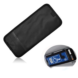 Gasedin Handicap Placard Holder for Car, 13.8"×5.9" Transparent Parking Placard Pocket for Sun Visor, Parking Permit Protector with Pen Holder & Elastic Strap, Car Accessories (Black)