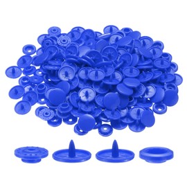 HARFINGTON 200 Set Plastic Snaps T5 Round Resin No-Sew Button Plastic Snap Fasteners Kit for Clothing Sewing Rain Coat Diapers Bibs Crafting, Dark Blue