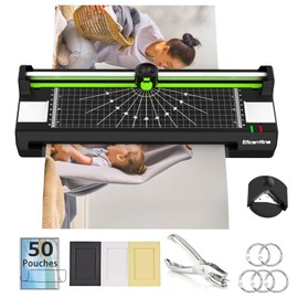 Eficentline Laminator Machine for A3/A4/A6, Thermal Laminating Machine for Home Office School Use with 50 Pouches, Paper Trimmer and Corner Rounder (Green)