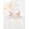 TANGPOET Rose Gold Bow Earrings Women's 925 Sterling Silver Bow