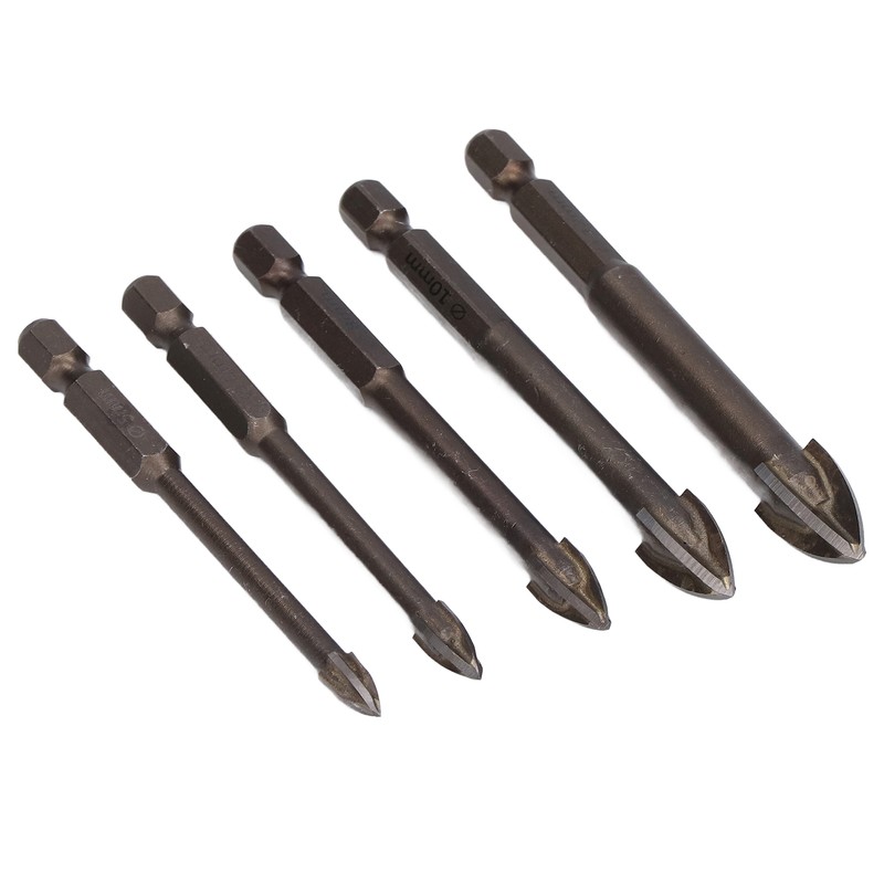 5Pcs Cross Hex Drill Bit Carbide Glass Drills Bits Concrete