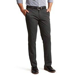 Dockers Men's Straight Fit Signature Lux Cotton Stretch Khaki Pant, Charcoal Heather, 34W x 32L