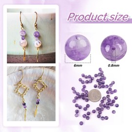 TOAOB 100 Pieces 6 mm Natural Gemstone Beads Amethyst Crystals Round Loose Beads with Hole for Jewellery Crafts Threading DIY Bracelet Necklaces Jewellery Making