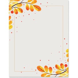 Paperdirect Watercolor Branch Autumn Fall Thanksgiving Theme Paper Stationery, Border Paper, Letterhead 8.5 x 11, 25 sheets, Elegant Premium Writing Paper, Decorative Printer Paper