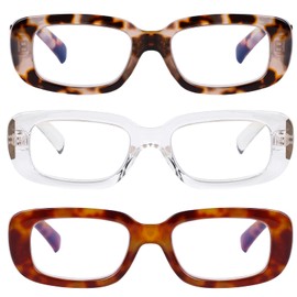 AQWANO Stylish Fashion Reading Glasses for Women Blue Light Blocking Oversized Square Readers Anti Glare UV Ray Filter, 1.5