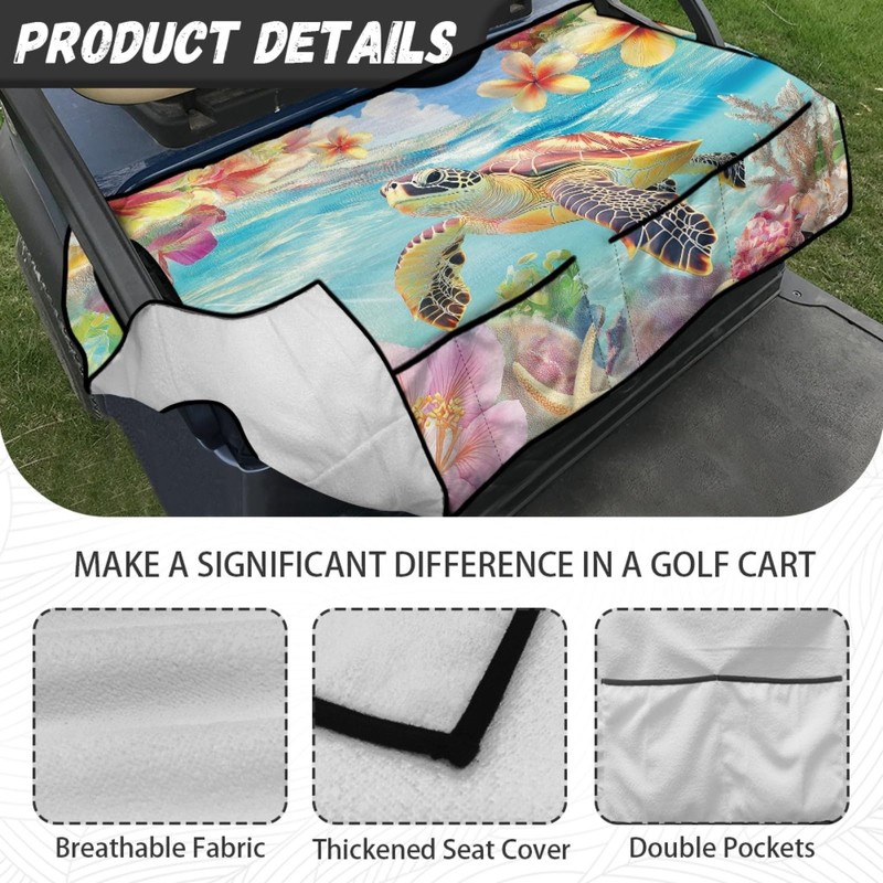 Knextrepoy Sea Turtle Golf Cart Seat Cover for 2 Seats