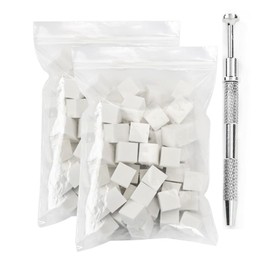 100Pcs Mini Nail Sponge Blocks & 1PC 4 Claw Metal Nail Sponges Grabber Pen Professional Manicure Gradient Nail Art Tools for Nail Design Manicure Supplies, White Sponge