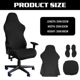 HOMURY Gaming Chair Cover Office Chair Cover Chair Covers Black Stretchy Chair Cover Seat Cover Office Chair Gaming Chair Covers for Computer Gaming Chair Racing Style Office Chair (Black)